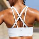 RUNNING GIRL Sports Bras for Women,Y-Back Medium Support Workout Sports Bra Padded Racerback Supportive Bras Push up (White, L)