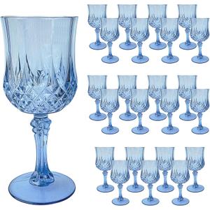 23 PCS Blue Plastic Wine Glasses,Reusable Plastic Wine Glasses,Blue Goblet Glass,Durable and Sturdy Cups Can Be Used for Various Parties Such as Weddings! 