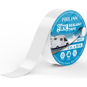 PAULINN RV Camper Roofing Repair Sealant Tape, 2 Inch X 50 Foot Natural White Trailer Roof Rubber Sealing Tape, UV & Weatherproof Roof Seal Tape for RV Camper Trailer Boat Sealing Leak Repair