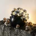 33 Pcs Disco Halloween Decorations DIY Bubbling Cauldron Kit with LED Lights Halloween Spooky Indoor Disco Balls Spiders Skulls Large Witch Bowl with Cotton for Home Kitchen Party Table Decorations