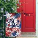 Patriotic 4th of July Garden Flag 12x18 Inch Double Sided Burlap Outside God Bless America Memorial Day Flags Red and Blue Stars Small Yard Outdoor Decoration