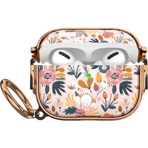 2 x Maxjoy for AirPods Pro 3rd Generation Case with Lock, Flower AirPods Pro 3 Case Lock Protective Hard Cute AirPod Pro 3 Cover for Women Men with Keychain for Airpod Pro 3rd Gen Cover 2025, Floral
