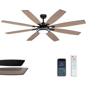 Fanbliss 72 Inch Black Large Ceiling Fans with Lights and Remote Control for Living Room, Modern Ceiling Fan with Quiet Reversible DC Motor, Ceiling Fan Lights for Garage, Patio, Indoor and Outdoor