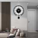 Large Wall Clock for Living Room Decor Modern Silent Pendulum Wall Clock for Home House Kitchen Bedroom Decorative Big Wall Clock Non Ticking Battery Operated Quartz for Indoor Bathroom 17 Inch