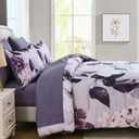 Mybedsoul King Size Comforter Set 7 Pieces, Bed in a Bag Soft Microfiber Bedding, Luxury Purple Floral Elegant Design, All Seasons Comforter Bed Set with Sheets, Pillowcases & Shams