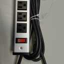 Long Metal 20 Outlet Wide Spaced Garage Industrial Heavy Duty 15 Ft Extension Cord Power Strip 15A, 125V, 1875W Silver&Black