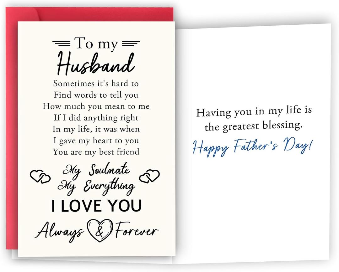 8 x Fathers Day Card Gifts for Husband, Happy Father's Day Gift from Wife, Funny Father's Day Card To My Husband, I Love You Gift for Men Him
