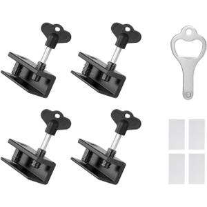 Window Locks, 4 Sets Sliding Window Locks with Key, Adjustable Sliding Window Locks with Keys for Patio Bedroom Home and Office (Black)
