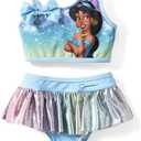 Disney Pricncess Moana Ariel Mickey and Friends Toddler Girls 2 Piece Tankini Bathing Suits Summer Rash Guard Swimwear, 5-6Y 