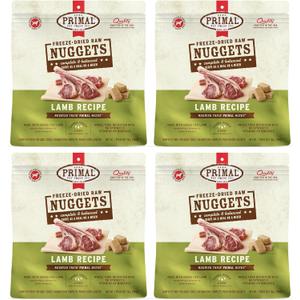 Primal Freeze Dried Raw Dog Food Nuggets, Lamb, Complete & Balanced Meal, Also Use as Topper or Treat, Premium, Healthy, Grain Free, High Protein Raw Dog Food, 14 oz (Pack of 4) BBD: 10-25-2026