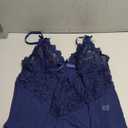 OYOANGLE Women's Plus Size Floral Lace Nightgowns Mesh Patchwork Camisole Bra Panty Lingerie Dress (4X-Large Plus, Blue)