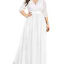 Plus Size Wedding Dress Bride Women White Wrap Maxi Lace Chiffon Long Bridal Shower Reception Prom Photoshoot Gowns 24W