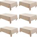 Fitable Faux Linen Beige Tablecloths for Rectangle Tables 90 x 156 Inch 6 Pack Fabric Textured Washable Table Clothes Floor Length Table Covers for Wedding, Party, Banquet, Birthday