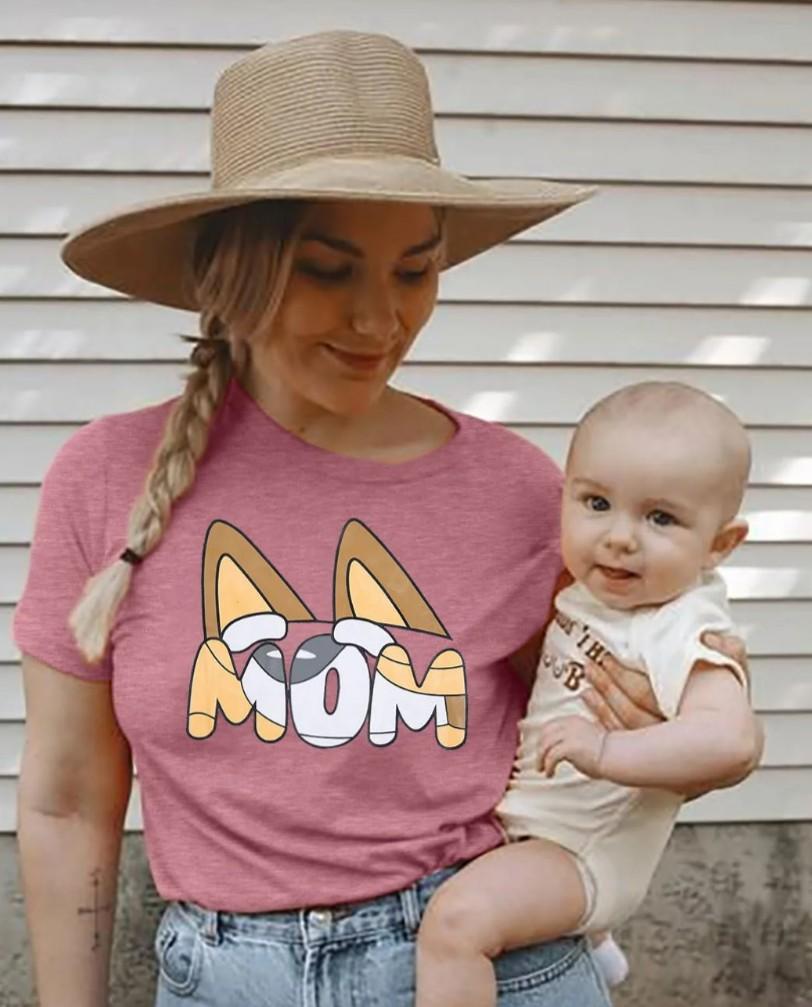 MOUSYA Dog Mom Shirt Mom and Dad Shirts Couple Outfit T-Shirt Casual Letter Graphic Top Tees Small