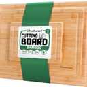 Freshware Wood Cutting Boards for Kitchen - Bamboo Cutting Board Set of 3, Cutting Boards with Juice Grooves, Serving Board Set, Chopping Board for Meat, Veggie, Easy Grip Handle (9x6", 12x8", 15x10")
