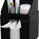 Anyoifax Disposable Facial Towels Storage Compatible with Clean Skin Club Clean Towel XL Double Layer Acrylic Box Cotton Pads Container Qtip Bin Face Towelettes Holder for Bathroom Counter, Black