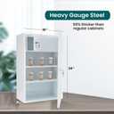 Locking Medicine Cabinet - Wall Medicine Cabinet with Lock Large, Double Door Medication Safe, Adjustable Shelf, White, 16" W x 24" H x 8" D