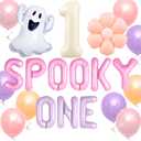 JeVenis Groovy Halloween 1st Birthday Party Decorations Spooky One Balloons Banner Ghost Balloons for Daisy Boho Halloween Spooky One Birthday Supplies (Orange1)