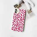 NITITOP Compatible with iPhone 12 Case Aesthetic Cute Leopard Print Pattern for Women Girls Men Trendy Slim Fit TPU Bumper Silicone Shockproof Full Camera Protection Cover - Rose Pink