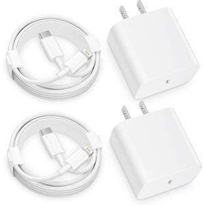 Phone 12 13 14 Fast Charger, 2-Pack 20W PD Type C Charger with 6FT USB-C Charging Cable Compatible with Phone 14 13 12 11 Pro Max/Pro/Plus/Xs/XR/X (White)