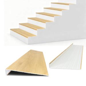 Non Slip Stair Treads,4Pcs 36in Stair Treads Cover for Stair Remodel,Oak | Wood Plastic Composite,Waterproof,Scratch and Scuff Resistant,with 2 inch Square Nose Profile Bullnose