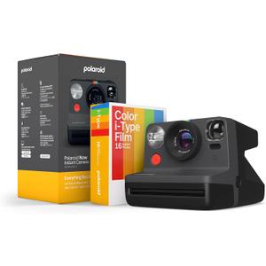 Polaroid Now 2nd Generation I-Type Instant Camera + Film Bundle - Now Black Camera + 16 Color Photos (6248)- Black