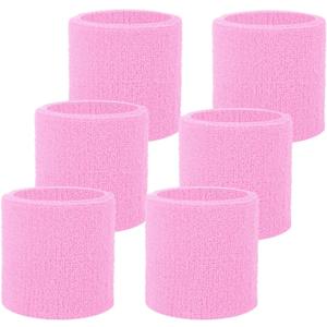 Fecawd 6 Pack Wristbands Sweatbands for Men & Women, Breathable Tennis Wrist Bands Absorbent Sweat Band Multiuse Wristband for Basketball, Running, Gym, Working Out (Pink)