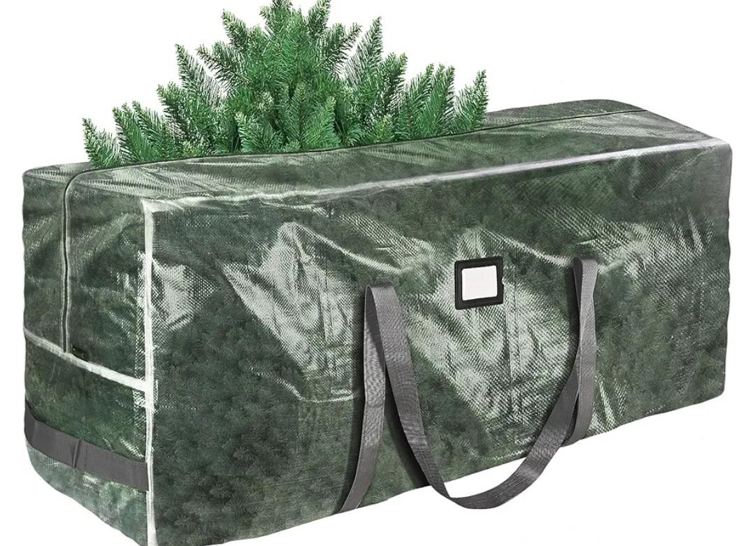 BALEINE 9 ft Christmas Tree Storage Bag, Heavy Duty Extra Large Artificial Christmas Tree Bag with Reinforced Handles and Dual Zippers Wide Opening (Transparent, 9 ft)