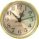 HILLHOME Mini Clock Insert 3-1/ 2 Inch (90 mm) Round Quartz Clock Fit-up Movement Miniature Clock Gold Dial Gold Tone Bezel Arabic Numerals, Fit 3.0 inch (78 mm) Diameter Hole (Gold)