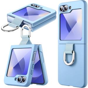 JETech Case for Galaxy Z Flip7FE 2025 / Z Flip 6 2024 with Ring, Hard PC Slim Shockproof Anti-Scratch Protective Phone Cover (Blue)