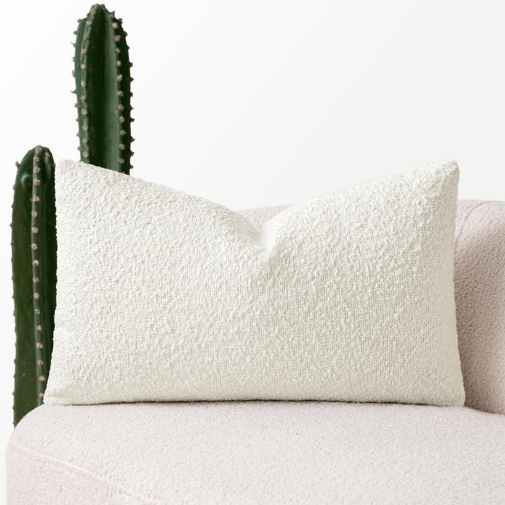 MIULEE Textured Boucle Throw Pillow Cover White Accent Solid Lumbar Christmas Pillow Case Decorative Soft Pack of 1 Couch Cushion Chair Sofa Bedroom Livingroom Home Decor,12x20 Inch MIULEE Textured Boucle Throw Pillow Cover White Accent Solid Lumbar Christmas Pillow Case Decorative Soft Pack of 1 Couch Cushion Chair Sofa Bedroom Livingroom Home Decor,12x20 Inch