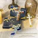 2 x H&D HYALINE & DORA Blue Cross for Car Mirror Hanging Glass Cross Christian Ornaments Christian Gifts for Men Beautiful Jesus Nativity Ornament