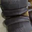 Classic Rivets Leather Recliner Chair for Living Rooms, Swivel Rocker Recliner Chair with Heat and Massage, Wall Hugger Glider Reclining Sofa for Small Spaces, Brown