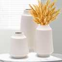 Ceramic Vase Set of 3, Modern Multicolor Pattern Flower Vases for Home Decor, Office, Centerpieces, Boho Farmhouse Style (White)