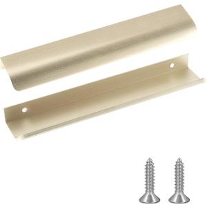 JOOJA 10 Pack Modern Style Finger Edge Pull Furniture DrawerHandles Hidden Cabinet Kitchen Drawer Handles Knobs (200mm, Gold)