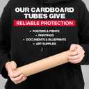 2" x 20" Reinforced Kraft Paper Mailing Tube, Pack of 4 Tubes with 8 Caps – Secure USPS Approved Poster Tube – Made in USA Cardboard Tube for Shipping and Storing Posters, Prints, Artwork