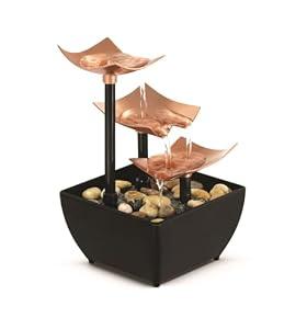 Homedics Tabletop Water Fountain, 3 Tier Indoor Waterfall Fountain with Natural River Rocks, Quiet Pump for Relaxation, Zen Home & Office Desk Décor, AA Battery Powered
