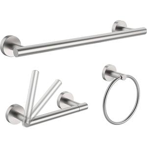 3 -Piece Bath Hardware Set with Mounting Hardware with Towel Ring, Towel Hook and Toilet Paper Holder in Brushed Nickel VAC1163