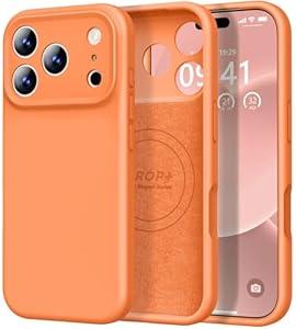 Vooii Magnetic Compatible with iPhone 17 Pro Case (Compatible with Magsafe) (Upgraded Camera Protection) Liquid Silicone Shockproof Full Body Protective Phone Cover for Women Men, Bright Orange, 6.3”