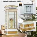 Christmas Snow Globe Lantern - Angel Scene Water Lanterns with Lights and Glitter - White Telephone Booth Decoration - USB or Battery Powered Musical Box for Adults Girls (Angel)