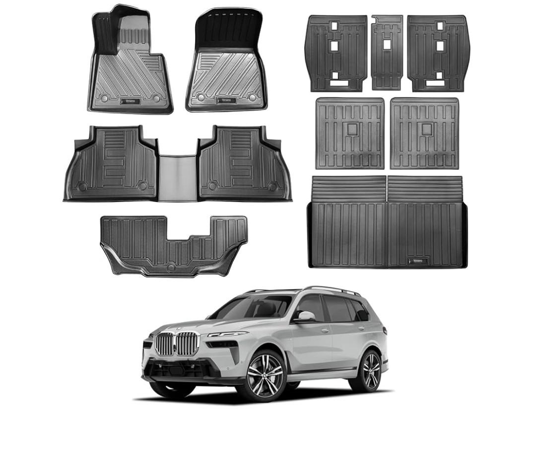 Vanseno Floor Mats &2nd Kick Mat & Backrest Mat & Cargo Liner Compatible for 2019-2025 BMW X7 All-Weather Mat for 2019 2020 2021 2022 2023 2024 2025 BMW X7 Accessories (Only for 7 Seater