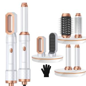 6 in 1 Air Styler Magic Hair Dryer Brush, Negative Ionic Blow Dryer Brush & 3 Heat Settings, Detachable Auto Curling & Straightening Volumizing, Frizz-Free Styling, Salon to Home Use (A-White-Pink)