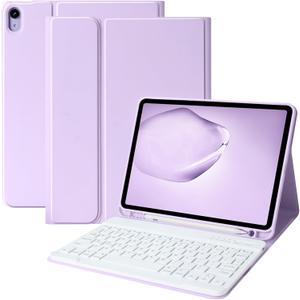 BQSS Keyboard Case for iPad Air 11" (M2) 2024 Detachable Keyboard Case for iPad Air 5th Generation 10.92022 case with keyboard for Air 4th Gen 10.9 Inch 2020/ Pro 11" 2018 Pencil Holder Purple