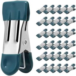 Clothes Pins Heavy Duty 29  Pack - 2.17 Inch Metal Chip Clips, Clothespins for Photo Drying Clothesline Laundry Sock, Bag Clips for Food Kitchen Stainless Steel with Rubber, Dark Green