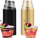 Gejoy 9 oz Rimmed Swirl Plastic Cups Disposable Wine Drinking Cups Clear Elegant Halloween Tumblers for Christmas Party Supplies(Black, Gold,50 Pcs)