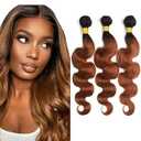 Fabimiya Bundles Human Hair 08 10 12 Inch Body Wave Omber Chocolate Brown 30 Human Hair Bundles 12A Unprocessed Brazilian Virgin Hair Quick Weave Bundles for Black Women