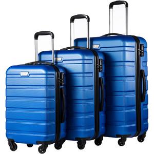 Coolife 3-Piece Lightweight Hardside Spinner Luggage Set with TSA Lock (20in/24in/28in, Blue)