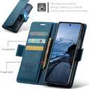 Wallet Case for Samsung Galaxy Z Fold 7, Blue | Card Holder, Premium PU Leather, RFID Blocking, Kickstand, Flip Phone Cover