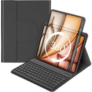 Bettdow Keyboard Case for iPad Air 13 inch M3 2025/M2 2024,iPad Pro 12.9 inch 6th/5th/4th/3rd Gen,360 Rotating Case and Magnetic Detachable Keyboard with Pencil Holder,Portrait/Landscape Modes-Black