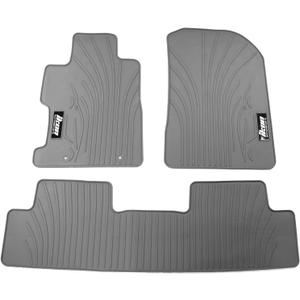 IKON MOTORSPORTS, Floor Mats Compatible with 2006-2011 Honda Civic Coupe & Sedan, Gray/Grey Latex All Weather Easy Clean Interior Car Carpets Full Set 3 Pieces